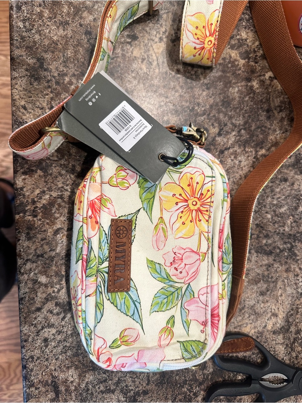 Myra Bag Cream Crossbody with Pink & Yellow Floral Print